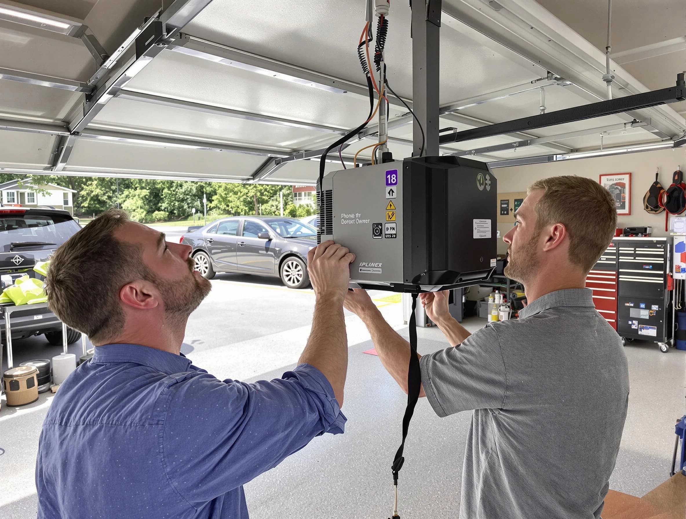 North Plainfield Garage Door Repair technician installing garage door opener in North Plainfield